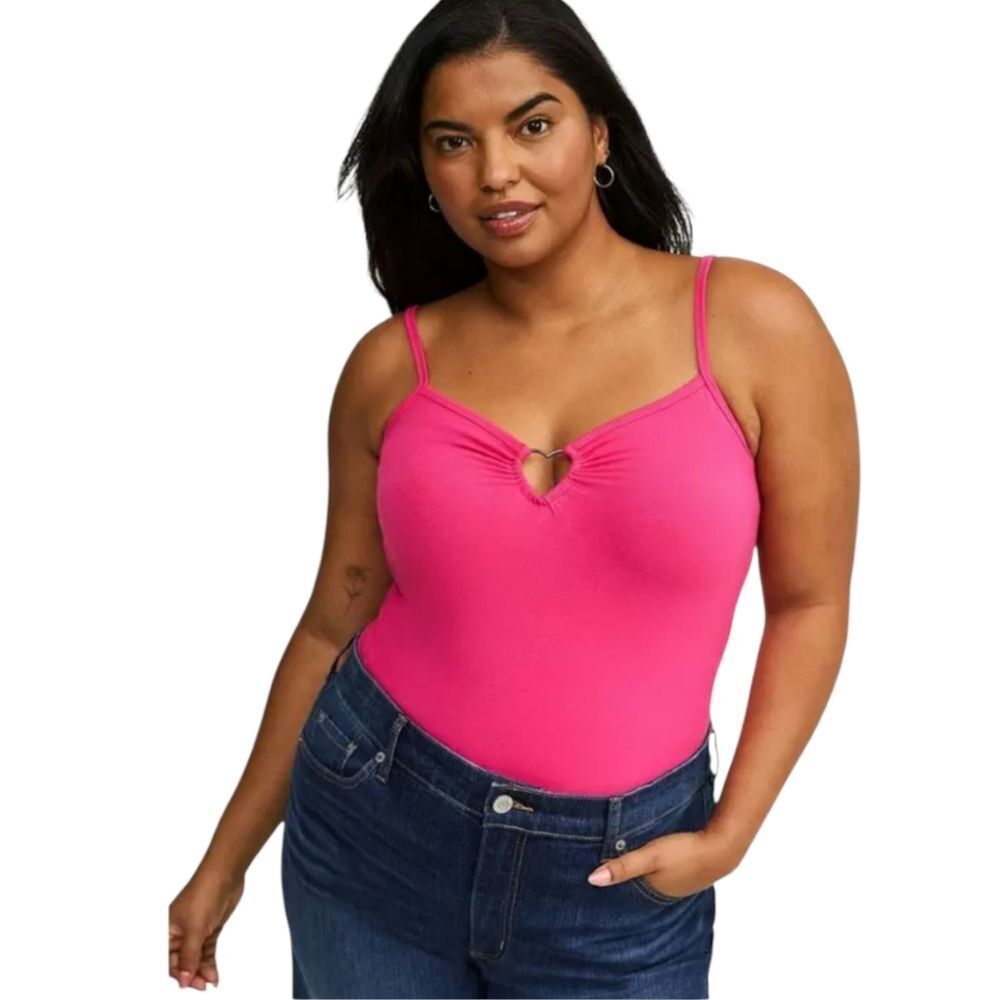 TORRID Plus Size Foxy Hot Pink Heart Ring Cami Tank Top 2X
